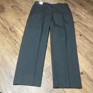 NWT J. FERRAR Pants Men's Size 36in 32 Black Pinstripe Modern Fit Dress Career